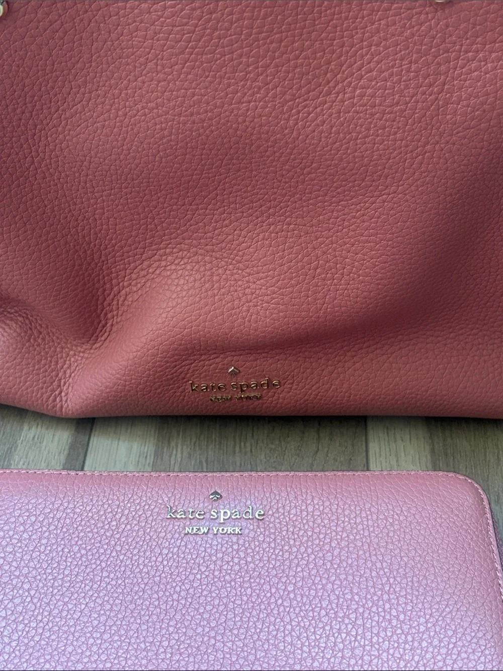 kate spade Rose deep Pink Pebbled Leather Satchel/crossbody with Wallet